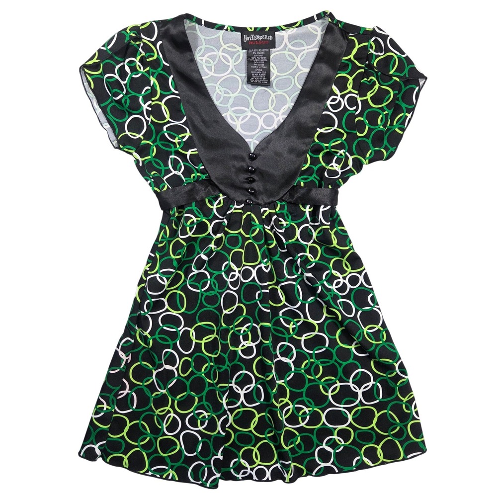 Vintage Hot Tempered Green Y2k Babydoll Top‎ V-Neck Small 2000s Bratz Back Tie